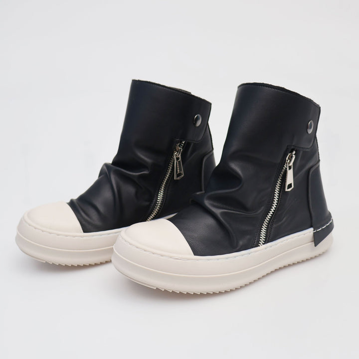 PAIN - Scarpe - Stivaletto - THEATER - HIGH-TOP - PELLE NERA - Fold Over - Zip - Streetwear - Abbigliamento - Autunno/Inverno 2025