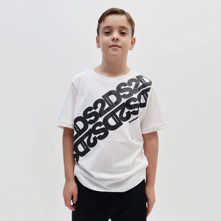 FW25K007 - Abbigliamento - T-Shirt e Polo - Bambini - Kids - DS2 - DSQUARED2 - Logo Diagonale - Streetwear - Autunno/Inverno