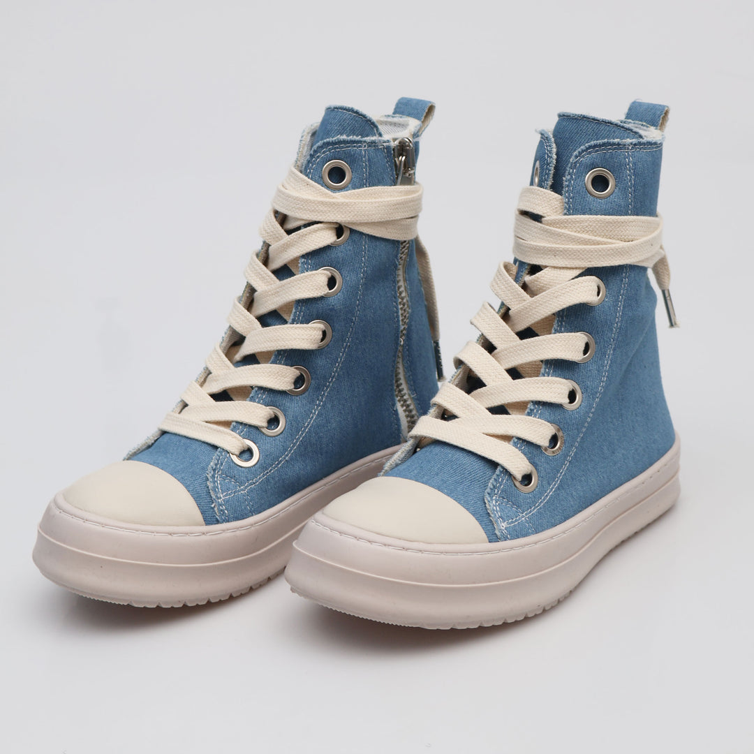 THEATER DENIM - Scarpe - Unisex - Sneakers - THEATER - HIGH-TOP - Tela Blu - Effetto Denim - Streetwear