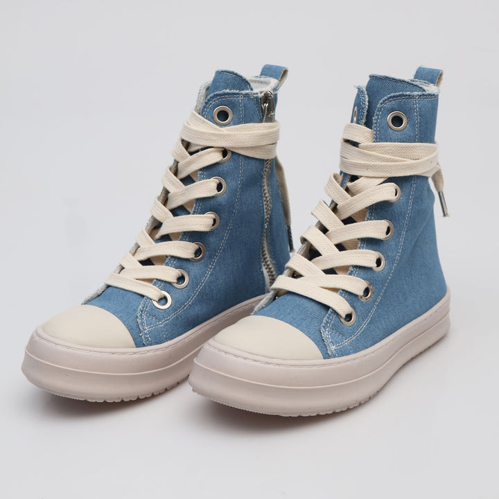 THEATER DENIM - Scarpe - Unisex - Sneakers - THEATER - HIGH-TOP - Tela Blu - Effetto Denim - Streetwear