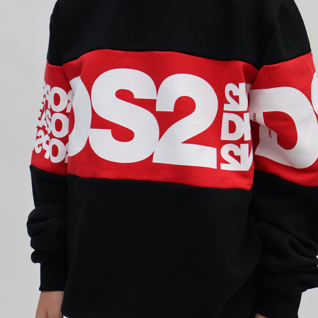 FW25K054 - Felpe - Girocollo - Bambini - Kids - DS2 - DSQUARED2 KIDS - Maxi Logo Rosso - Streetwear