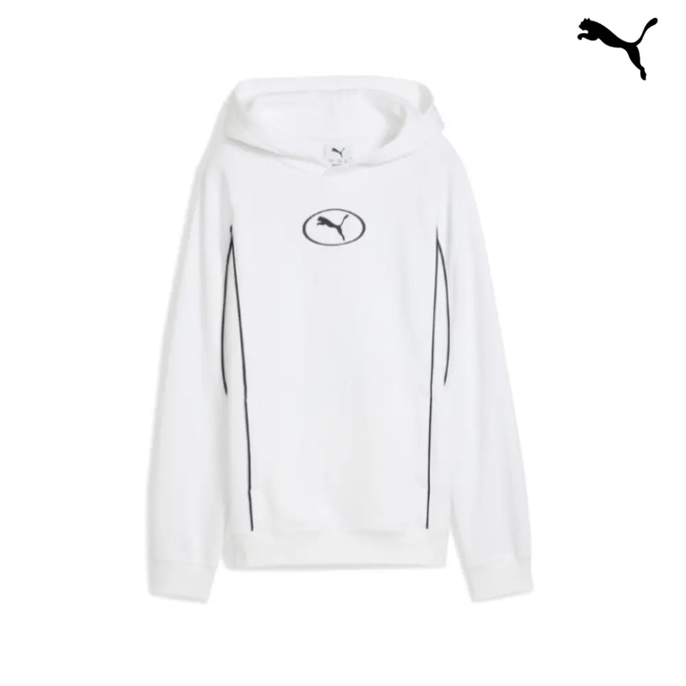 688857 - Abbigliamento - Felpe - Con Cappuccio - PUMA - SPORT FL HOODIE - Bianca/Nera/Blu - Outfit Sportivo - Autunno/Inverno