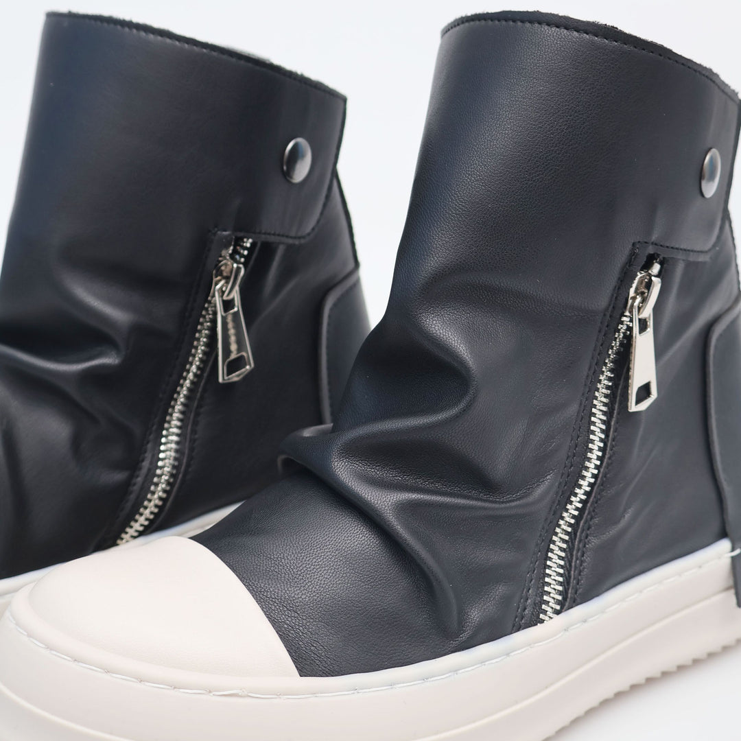 PAIN - Scarpe - Stivaletto - THEATER - HIGH-TOP - PELLE NERA - Fold Over - Zip - Streetwear - Abbigliamento - Autunno/Inverno 2025