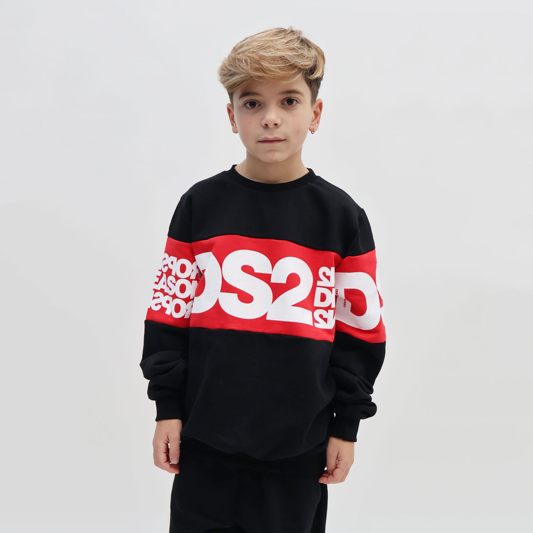 FW25K054 - Felpe - Girocollo - Bambini - Kids - DS2 - DSQUARED2 KIDS - Maxi Logo Rosso - Streetwear