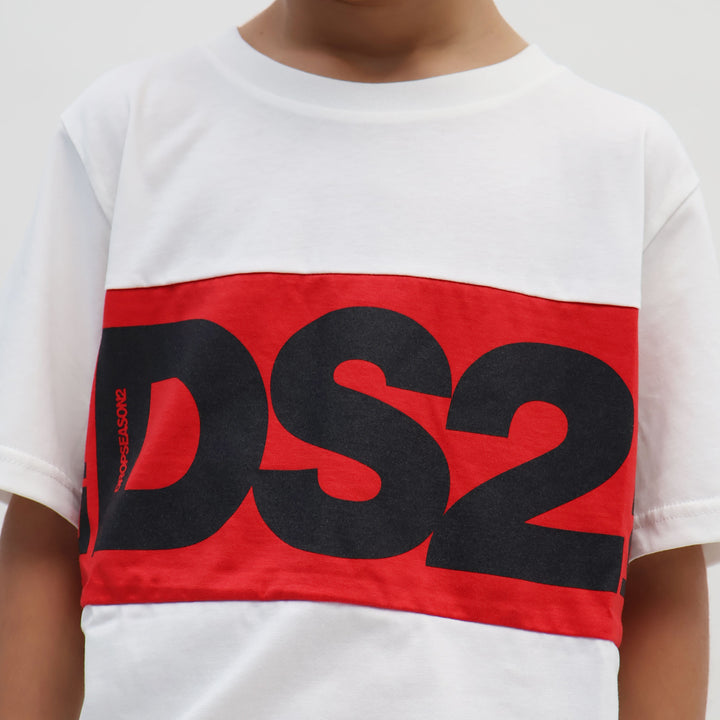 FW25K058 - T-Shirt e Polo - Bambini - Kids - DS2 - DSQUARED2 - DROP SEASON 2 - MAXI-LOGO FASCIATO - Autunno/Inverno 2025