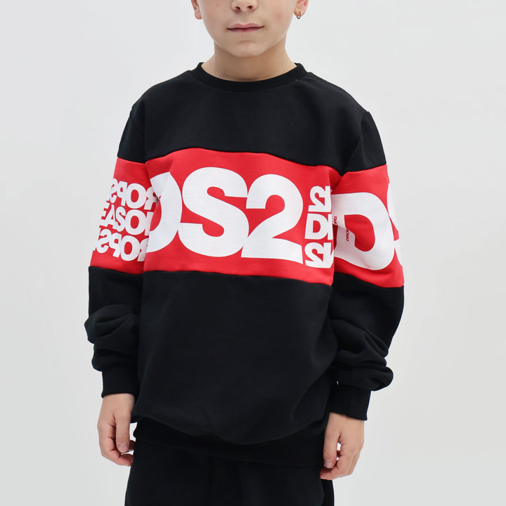 FW25K054 - Felpe - Girocollo - Bambini - Kids - DS2 - DSQUARED2 KIDS - Maxi Logo Rosso - Streetwear