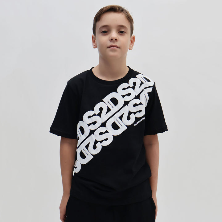 FW25K007 - Abbigliamento - T-Shirt e Polo - Bambini - Kids - DS2 - DSQUARED2 - Logo Diagonale - Streetwear - Autunno/Inverno