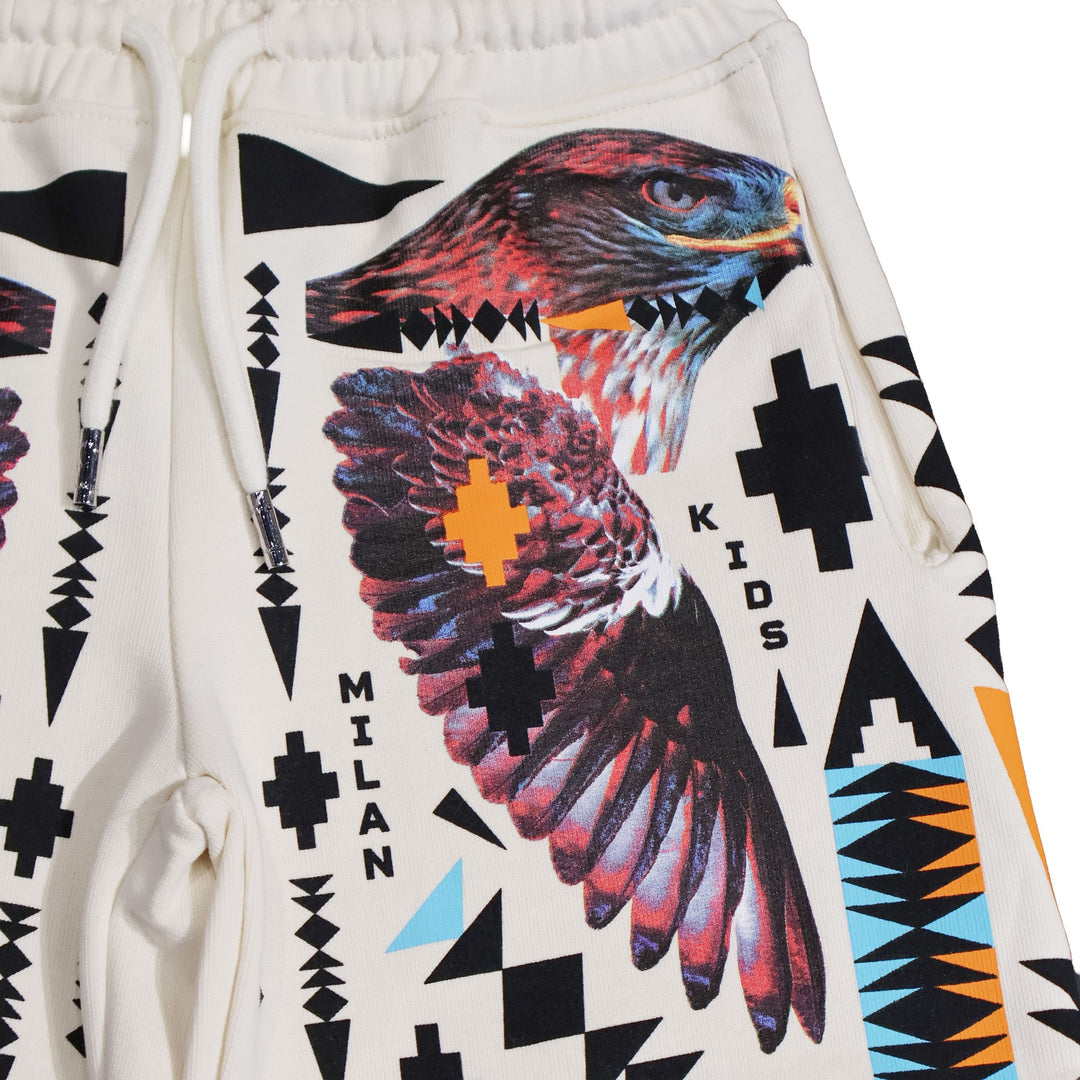 PANTALONCINI MARCELO BURLON COUNTY OF MILAN WINGS BLACK JUNIOR