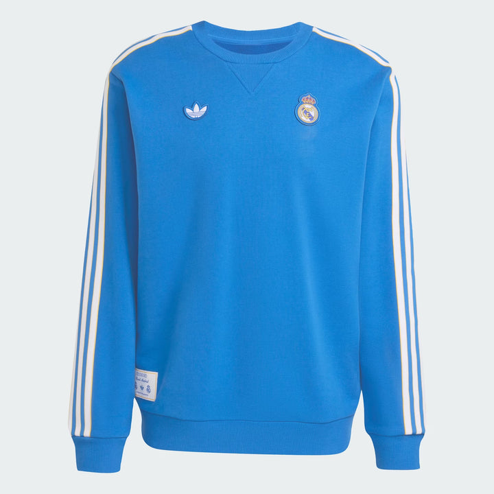 FELPA GIROCOLLO ADIDAS ORIGINALS REAL MADRID TERRACE ICONS BLU BIRD JN3066