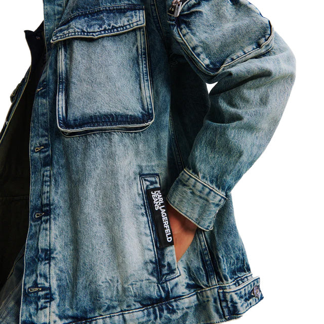 A3W14011 - Giacche - Donna - KARL LAGERFELD - TINTED VISUAL WASHED BLUE - Tasche Multiple - Look Casual