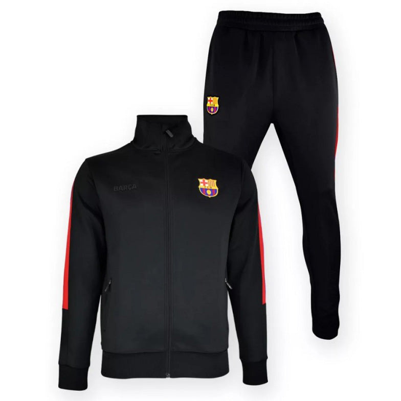 5002CHOU - Tute - F.C. BARCELONA - Set Completo - Training Suit - Nera - Uomo - Comfort Stile - Allenamento - Tempo Libero - Sportiva - Moderna Funzionale - Look Sportivo