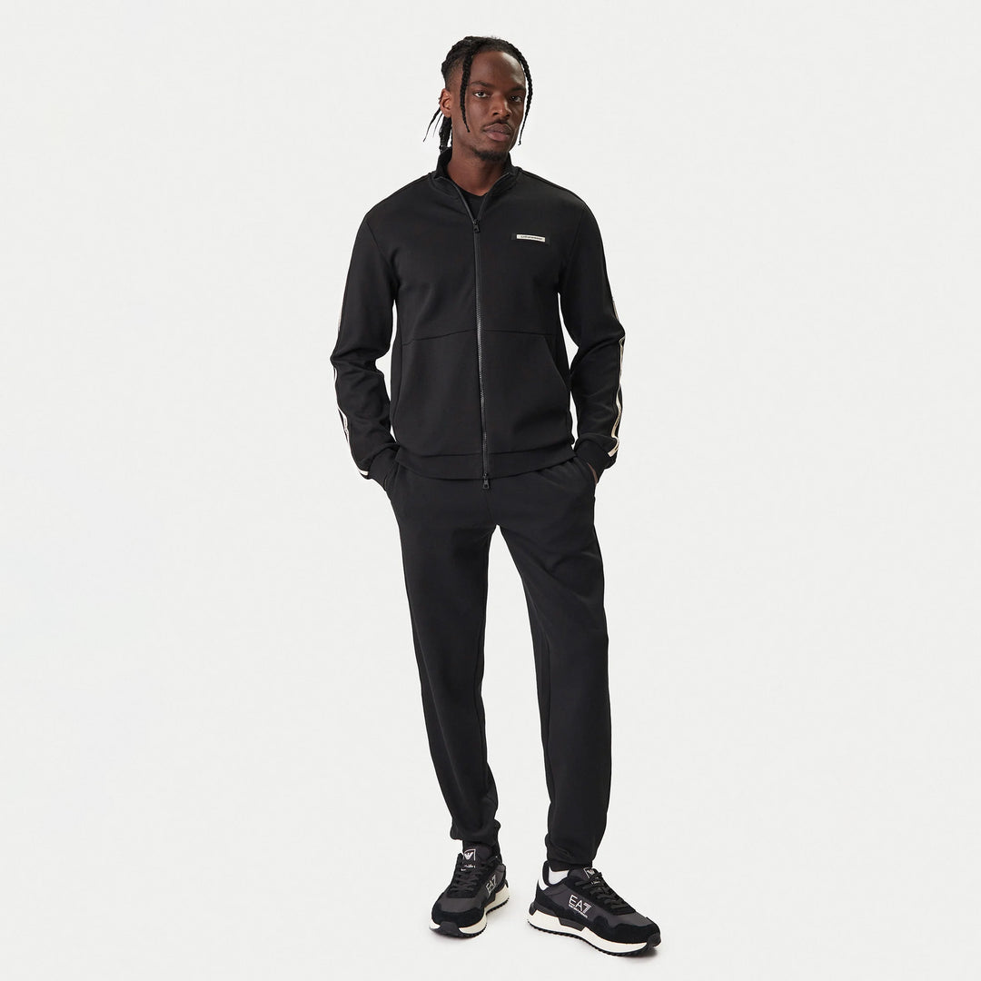 FELPA UOMO EA7 EMPORIO ARMANI CON ZIP E STRISCE LATERALI