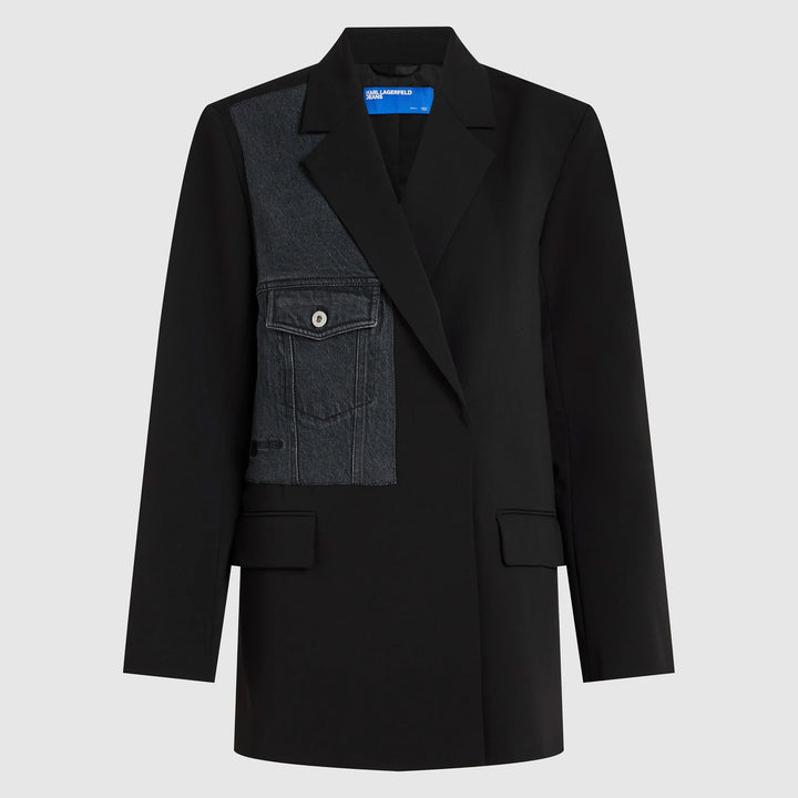 BLAZER MIXED DENIM KARL LAGERFELD JEANS BLACK AND BLUE KLB1W14026