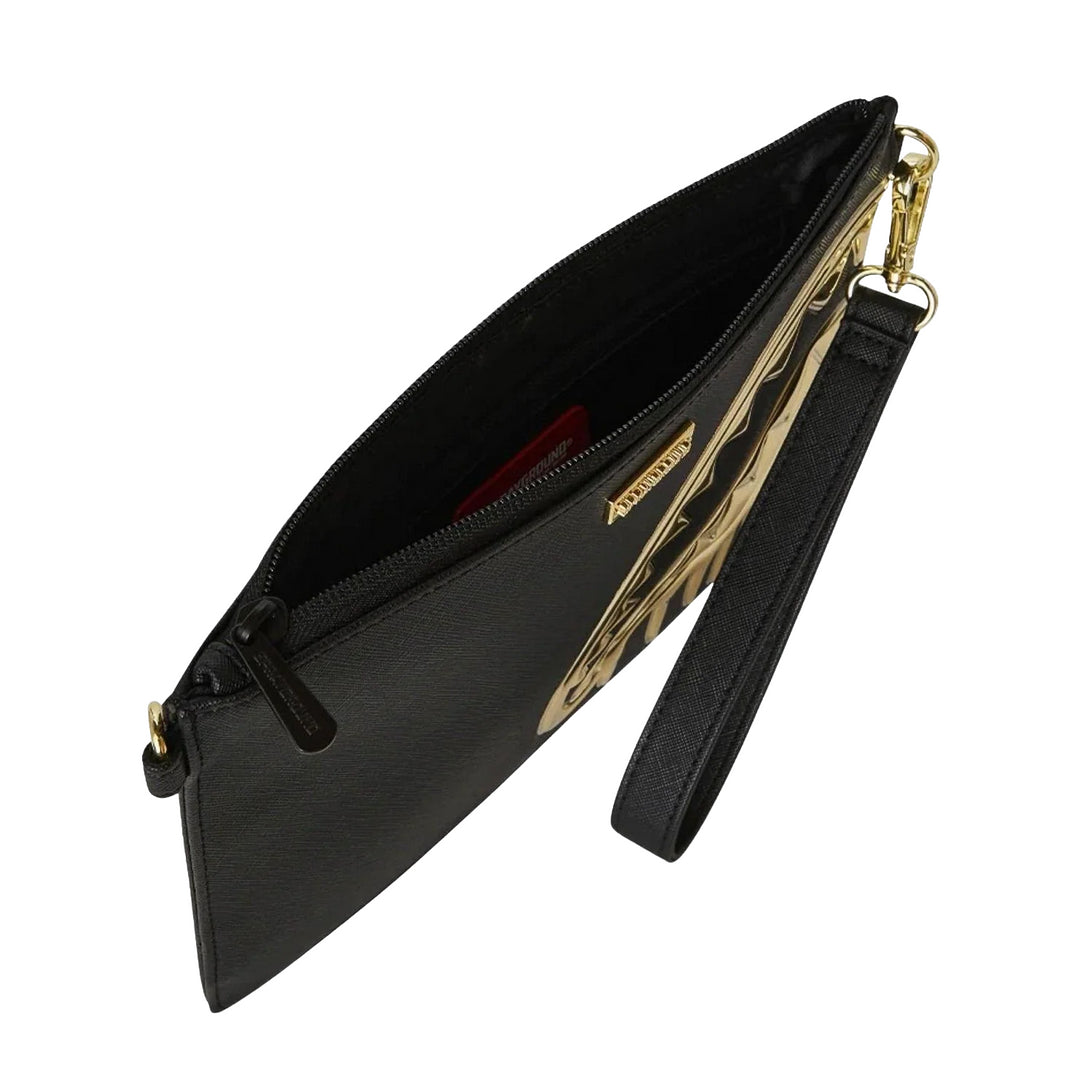 910B8271NSZ - Borse - Unisex - Sprayground - SHARK BITE LUXE GOLD - Nera & Oro - Ecopelle - Luxury Street - Luxe Gold - Pochette - Streetwear - Accessorio