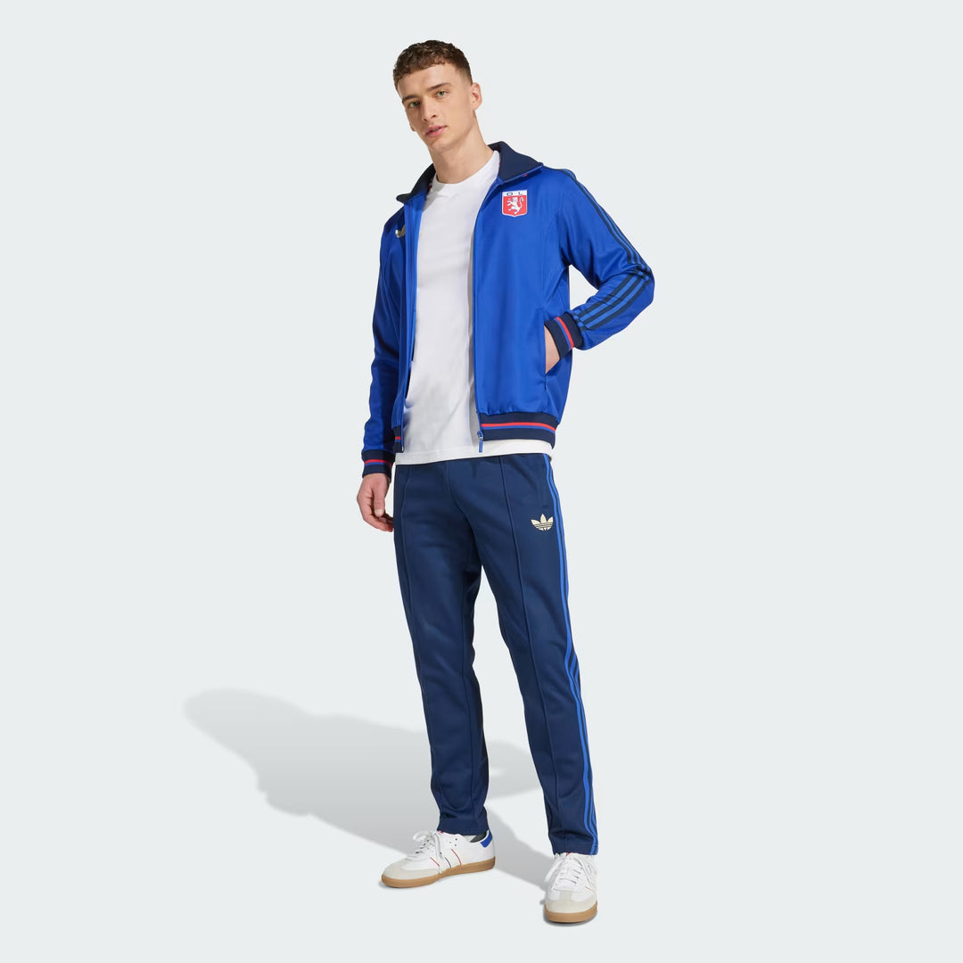 GIACCA UOMO ADIDAS ORIGINALS OLYMPIQUE LYONNAIS 75° ANNIVERSARIO BLU LUCIDO JL8078