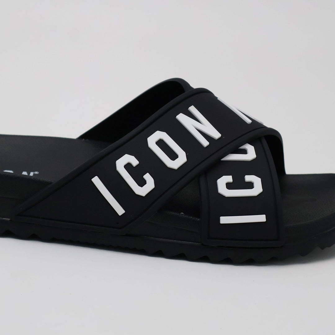 CIABATTE ICON SLIDE LOGO BLACK UOMO