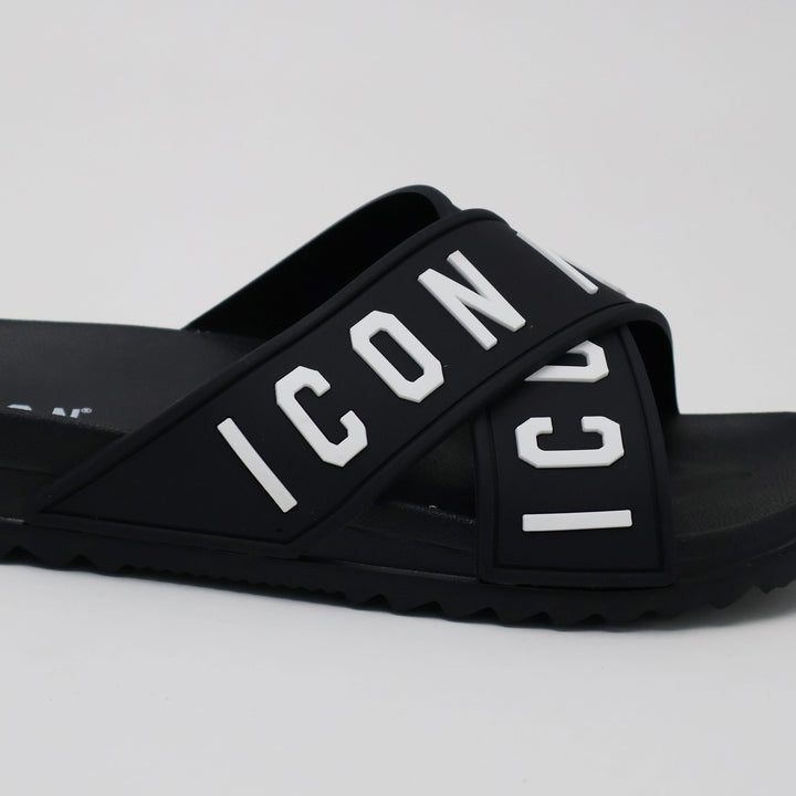CIABATTE ICON SLIDE LOGO BLACK UOMO