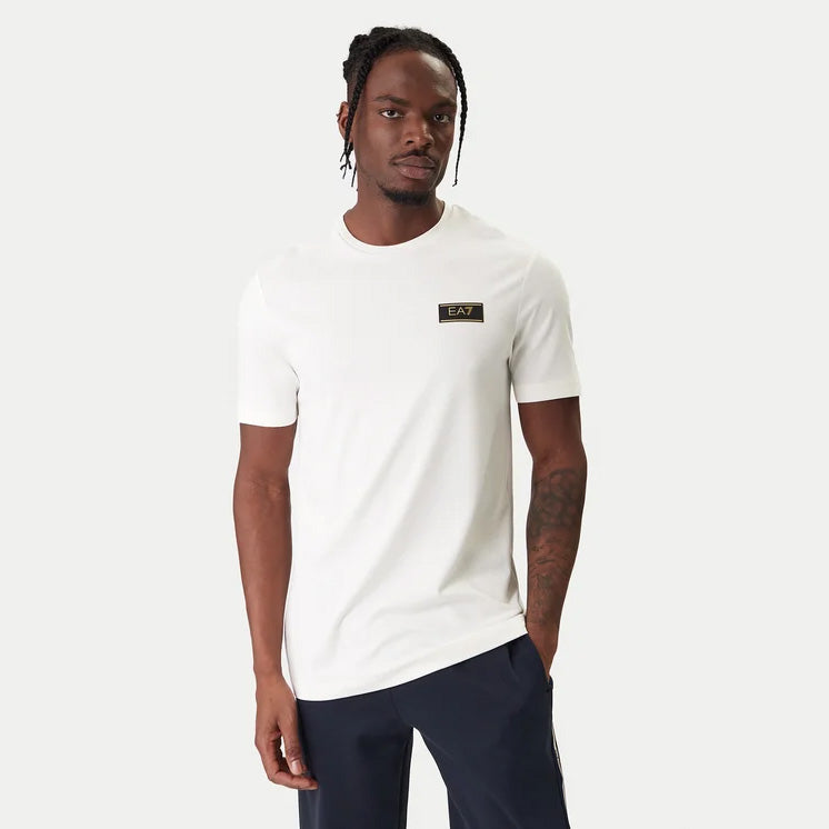 T-SHIRT UOMO EA7 EMPORIO ARMANI CON PATCH LOGO GOLD