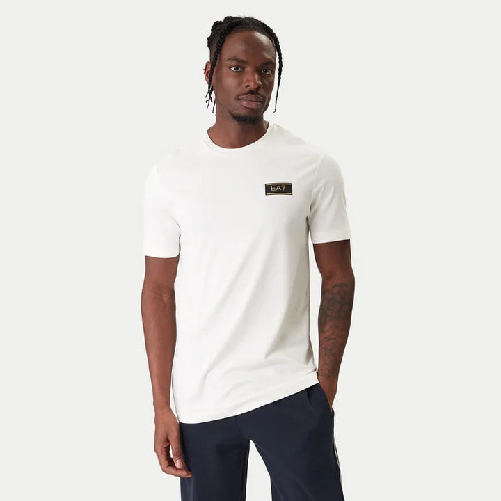 T-SHIRT UOMO EA7 EMPORIO ARMANI CON PATCH LOGO GOLD