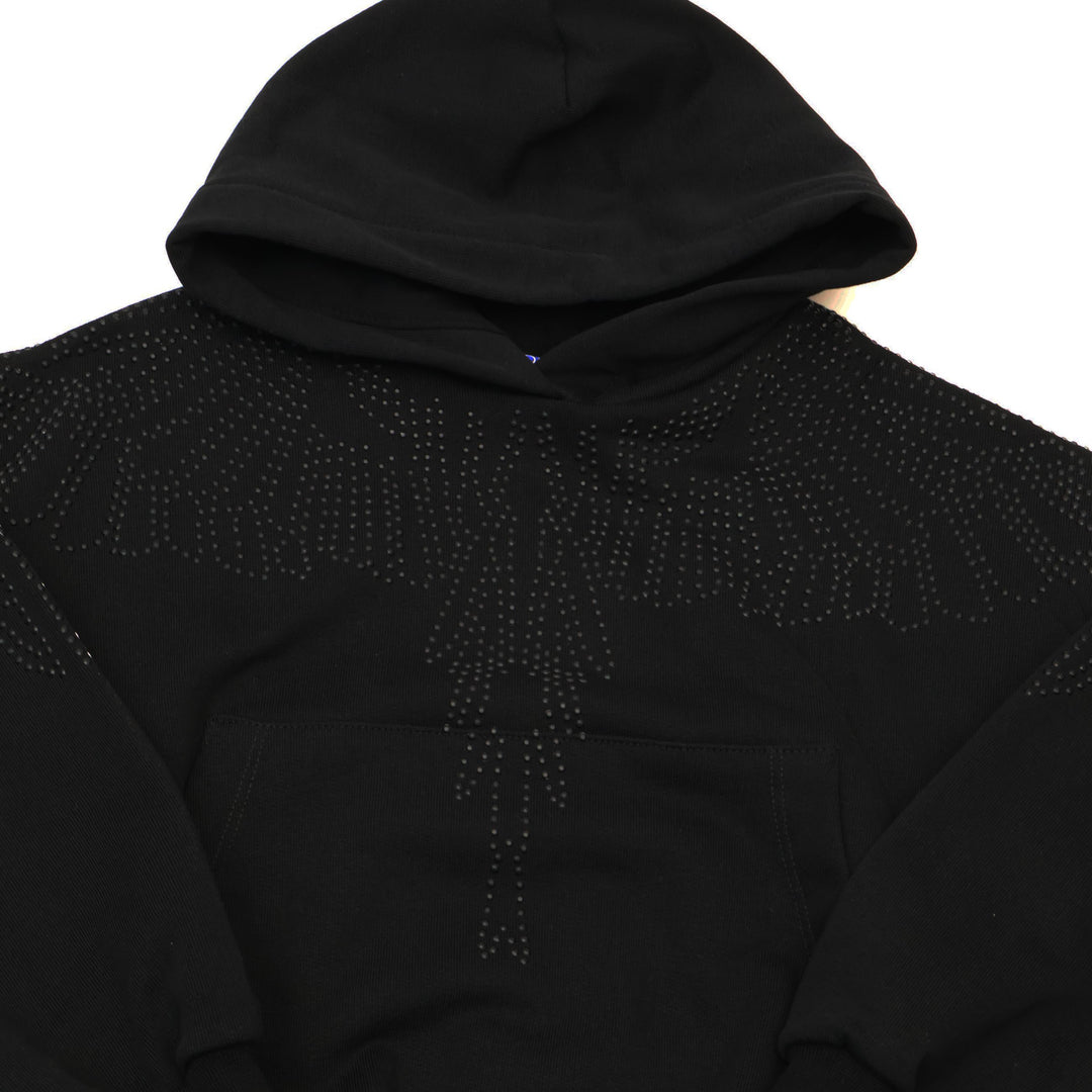 FELPA CON CAPPUCCIO MARCELO BURLON WINGS STRASS NERA BAMBINI F5CMJGHS012