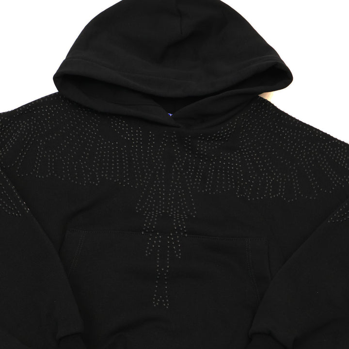 FELPA CON CAPPUCCIO MARCELO BURLON WINGS STRASS NERA BAMBINI F5CMJGHS012