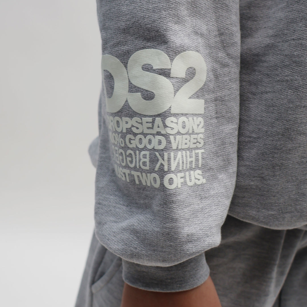 FW25K031 - Felpe - Bambini - Con Cappuccio - DS2 - Grigia - Drop Season 2 - Look Casual - Abbigliamento Autunno/Inverno 2025