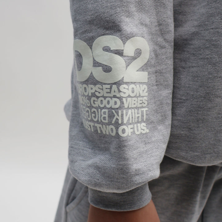 FW25K031 - Felpe - Bambini - Con Cappuccio - DS2 - Grigia - Drop Season 2 - Look Casual - Abbigliamento Autunno/Inverno 2025