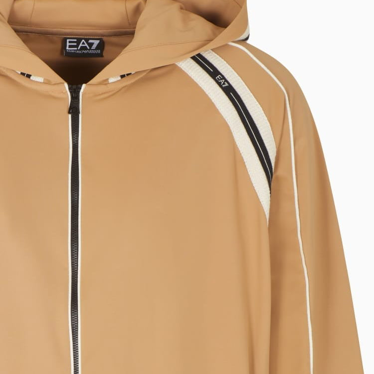 7M000958 AF17160 - COLLEZIONE EA7 EMPORIO ARMANI  UOMO TRAIN LOGO SERIES - TAPE JACKET CAMMELLO E FELPA FULL ZIP MARRONE