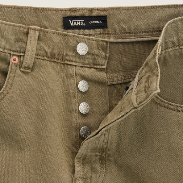 BERMUDA DENIM UOMO VANS CHECK-5 BAGGY JEANS SHORTS MARRONE OLIVA