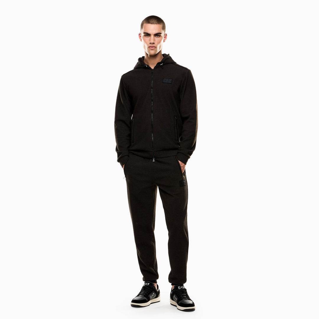 7M001119 AF17982 - FELPA UOMO EA7 EMPORIO ARMANI LUX IDENTITY CON CAPPUCCIO - NERO