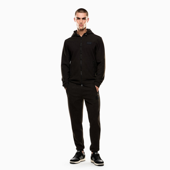 7M001119 AF17982 - FELPA UOMO EA7 EMPORIO ARMANI LUX IDENTITY CON CAPPUCCIO - NERO