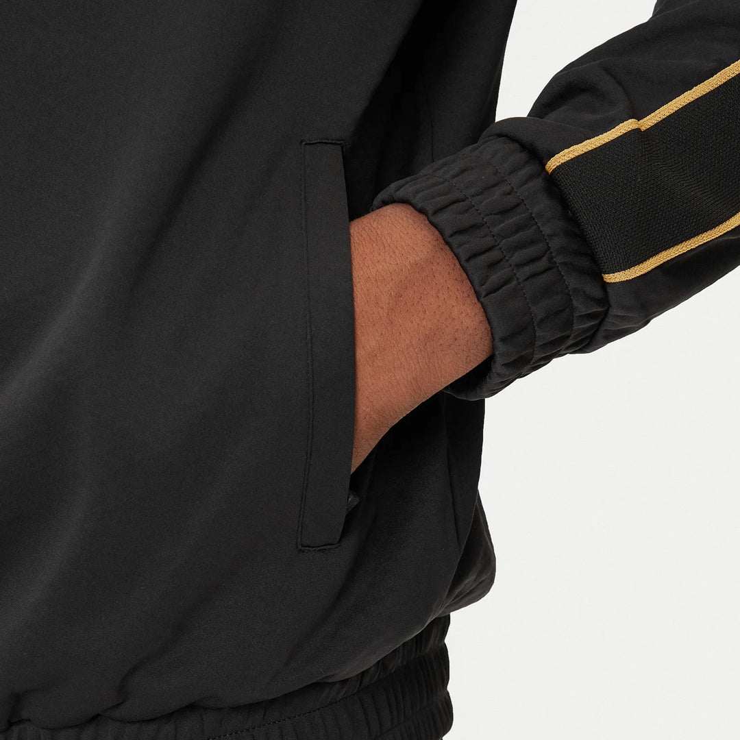 FELPA UOMO EA7 EMPORIO ARMANI TRAIN SOCCER NERA STRISCE ORO ZIP 7M000620