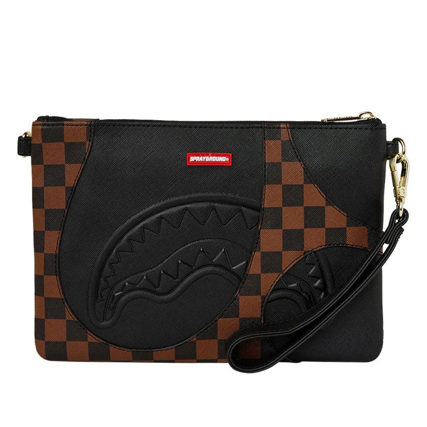 910B8283NSZ - Borse - Unisex - Sprayground - Pochette - SHARKPOLOGY BROWN CROSSBODY BAG - Marrone & Nero - Iconografia Rivisitata - Per Telefono Portafoglio & Chiavi - Street Luxury - Accessorio