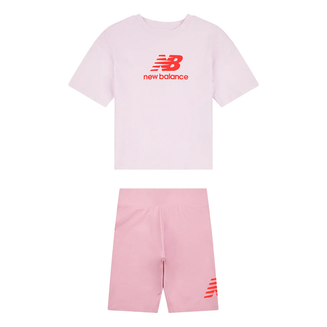 SET NEW BALANCE STACKED LOGO TEE & CYCLE SHORT