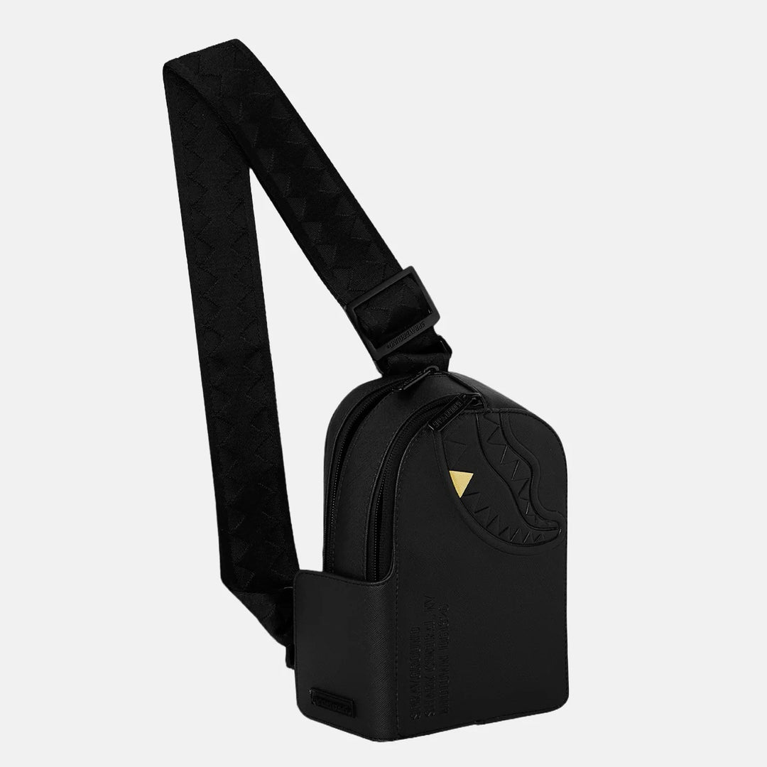 BORSELLO TRACOLLA UNISEX SPRAYGROUND BLACKED OUT EMBOSSED GOLD TOOTH SLING