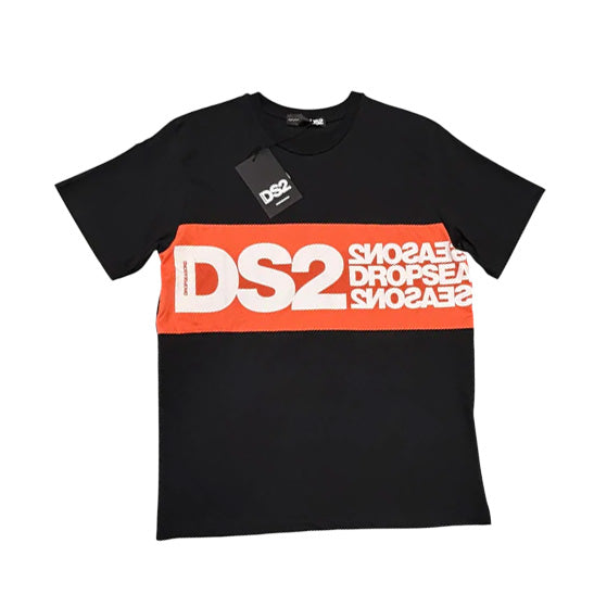 T-SHIRT UOMO DROP SEASON 2 BLACK MAXI WHITE LOGO
