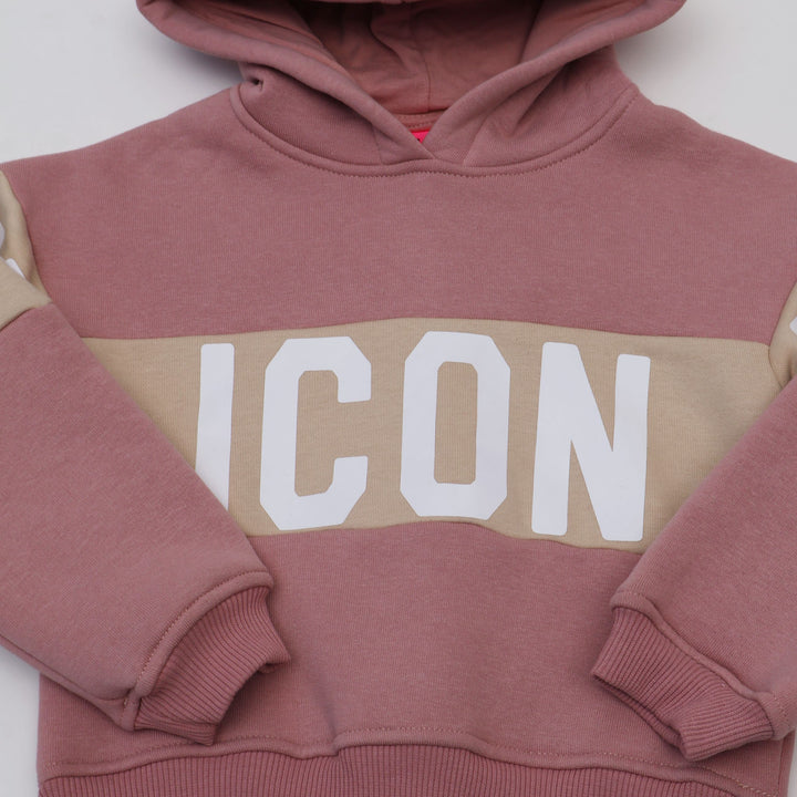 TUTA ICON NEONATI BAMBINI IN COTONE FELPATO ROSA E BEIGE INGFS00891