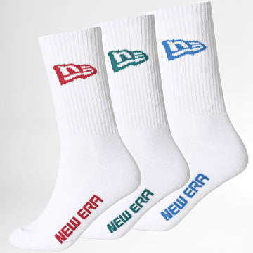 CALZE NEW ERA FLAG LOGO 3 PACK CREW SOCKS WHITE