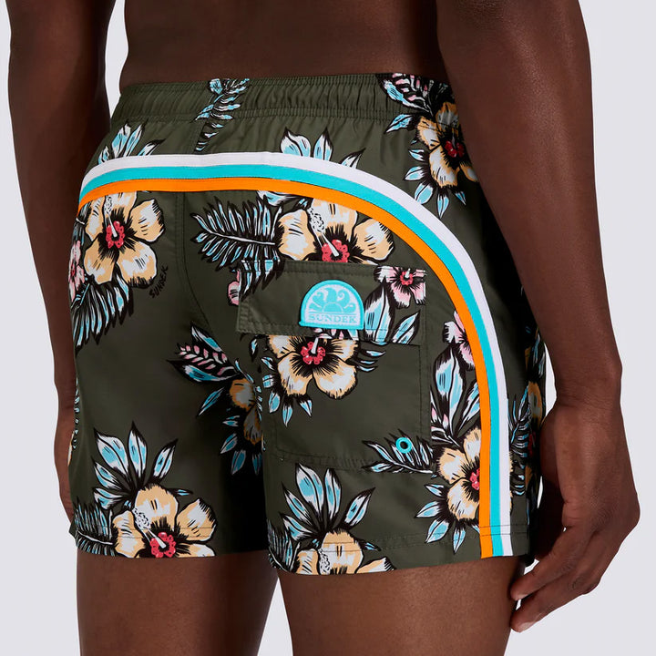COSTRUME DA BAGNO UOMO SUNDEK CORTO REVERSO FLOREALE VERDE MILITARE