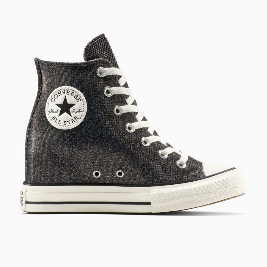 A14568C - Scarpe - Converse - Donna - Sneakers - CHUCK TAYLOR ALL STAR HIGH TOP - GLITTER NERO METALLIZZATO - Glam Rock - Stile Audace - Luminoso