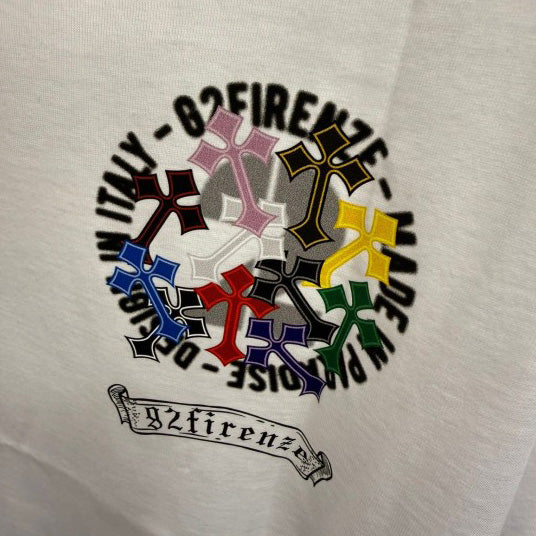 T-SHIRT CHROME HEARTS WHITE MULTICOLOR CIRCLE LOGO