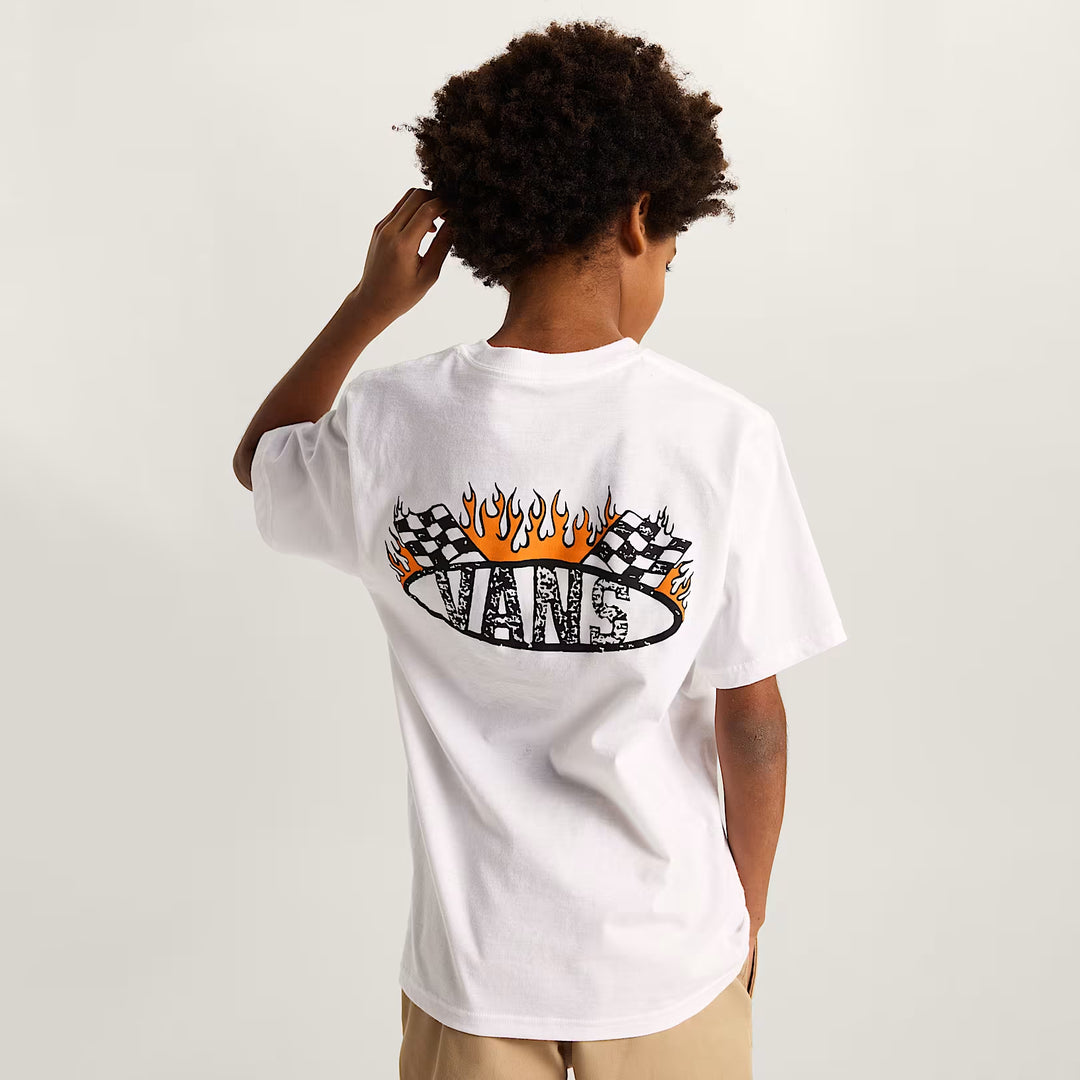 T-SHIRT VANS RACING FLAMES BAMBINO E RAGAZZO BIANCA VN000VXBWHT1