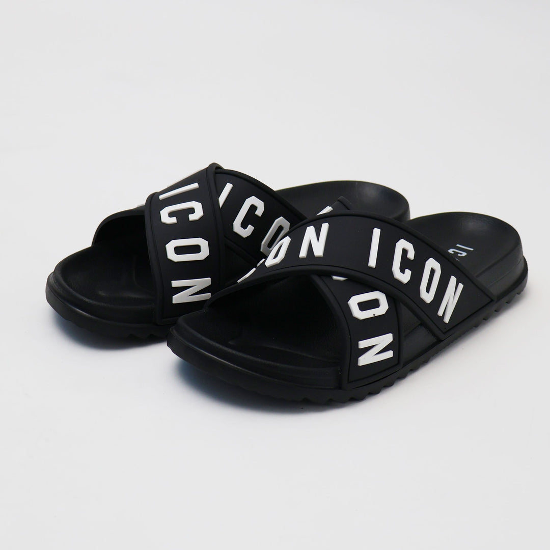 CIABATTE ICON SLIDE LOGO BLACK UOMO