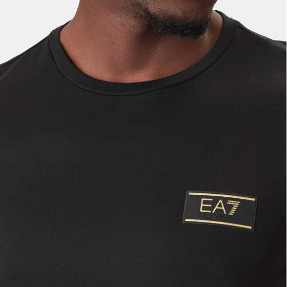 T-SHIRT UOMO EA7 EMPORIO ARMANI CON PATCH LOGO GOLD