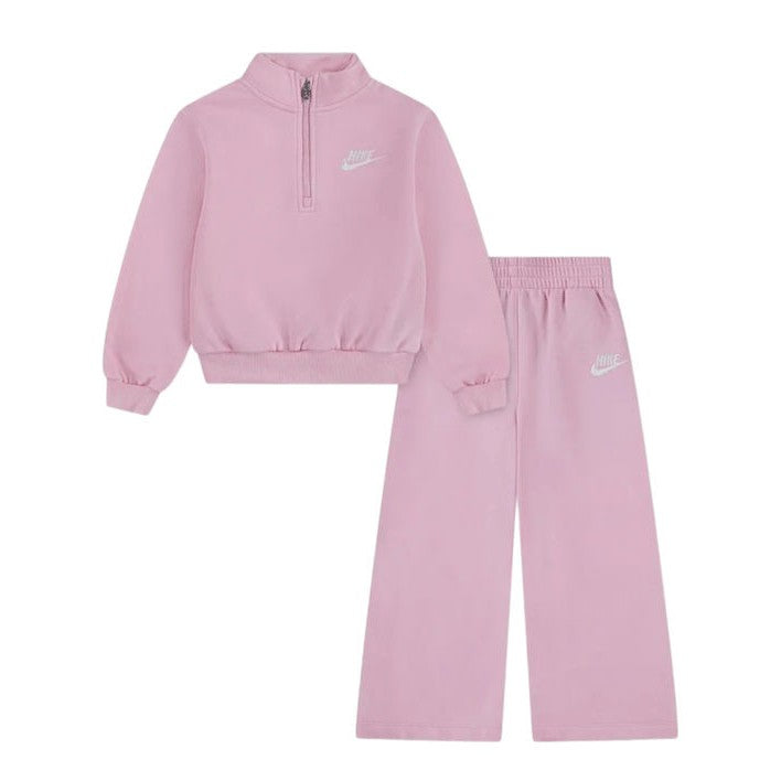 36N265 - Tute - NIKE SPORTSWEAR CLUB - FLEECE BAMBINI - 1/4 ZIP E PANTALONI GAMBA LARGA ROSA