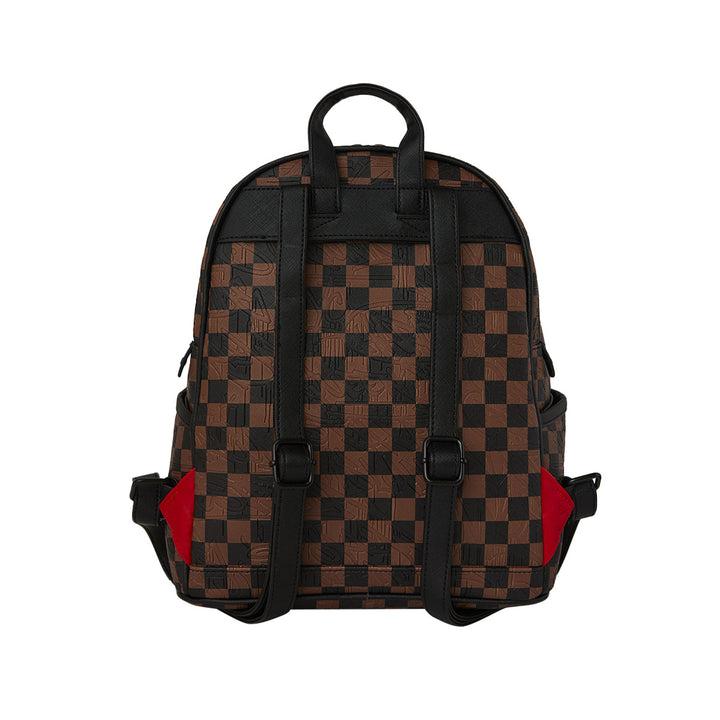 910B8233NSZ - Zaini - Sprayground - Unisex -  CHECK 2 EMBOSS SAVAGE BACKPACK - Marrone & Nero - Grafica A Scacchiera - Shark Mouth - Stash Pocket - Accessorio