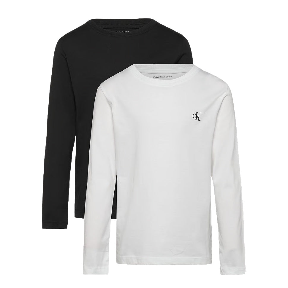 PACK 2 T-SHIRT MANICA LUNGA RAGAZZO CALVIN KLEIN JEANS BIANCO/NERO