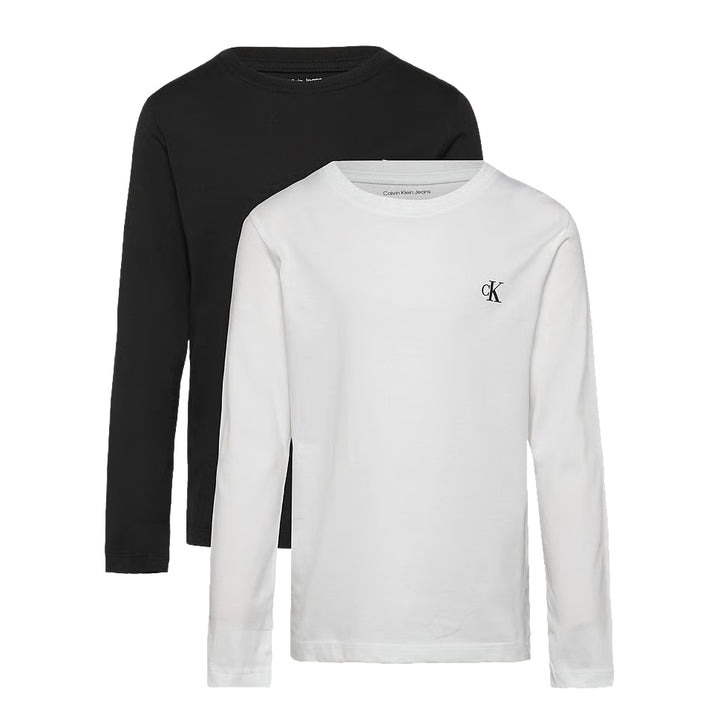 PACK 2 T-SHIRT MANICA LUNGA RAGAZZO CALVIN KLEIN JEANS BIANCO/NERO