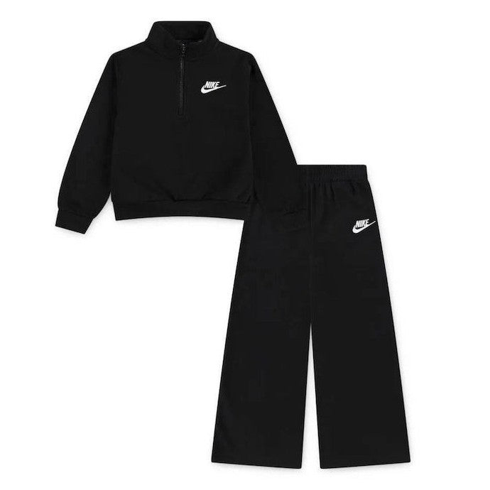 36N265 - Tute - NIKE SPORTSWEAR CLUB - FLEECE BAMBINI - 1/4 ZIP E PANTALONI GAMBA LARGA ROSA/NERO