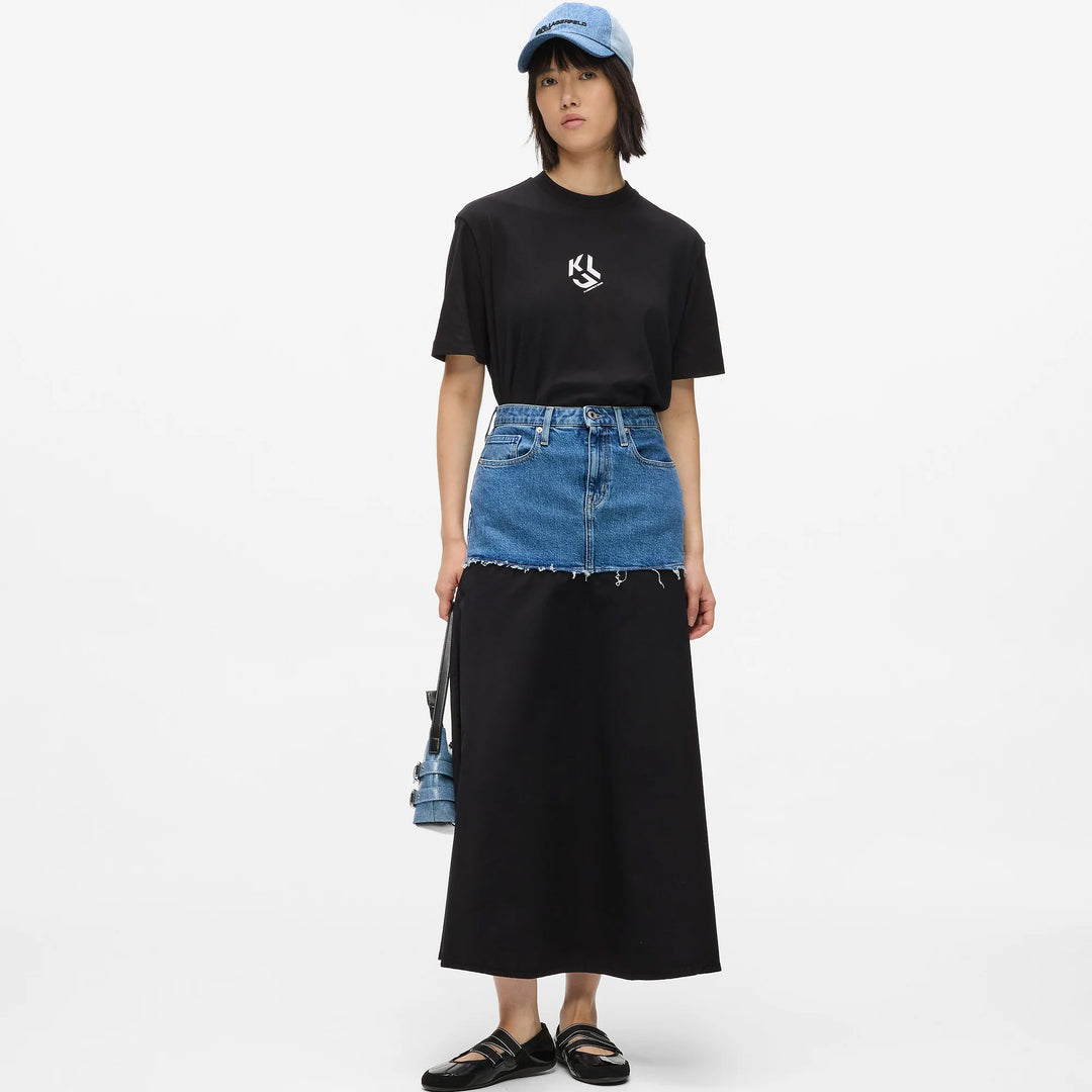 KARL LAGERFELD JEANS MAXI SKIRT WITH DENIM SECTION KLB1W12019 B1W12019